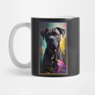 Cane Corso Dog Vibrant Tropical Flower Tall Digital Oil Painting Portrait 3 Mug